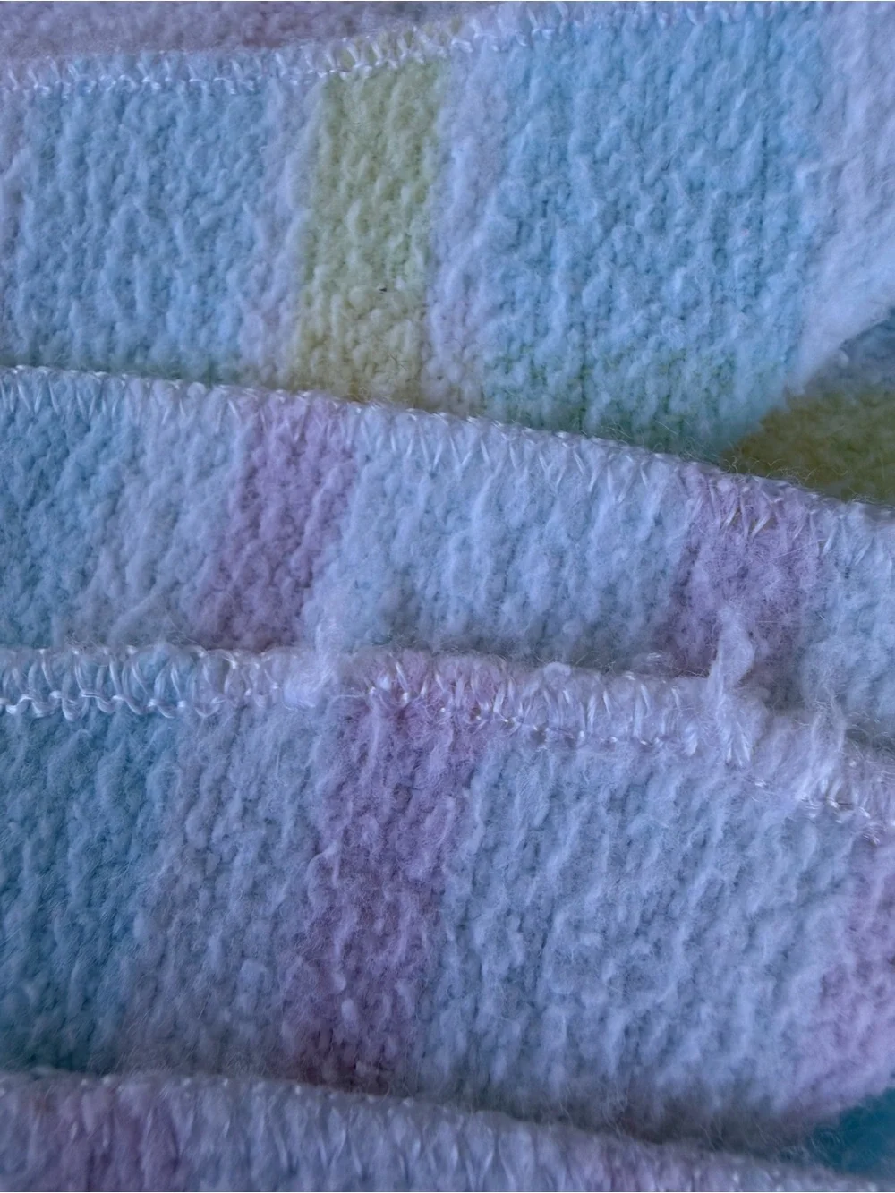 VTG Carter’s Pastel Plaid Lovey Recieving Baby Blanket 100% Cotton Fleece 28x32
